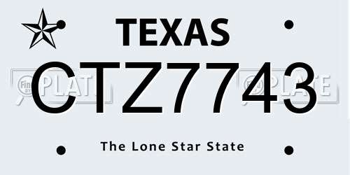CTZ7743 Texas License Plate