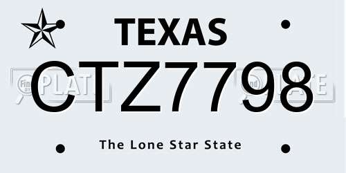 CTZ7798 Texas License Plate
