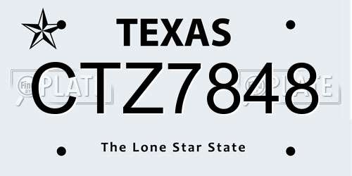 CTZ7848 Texas License Plate