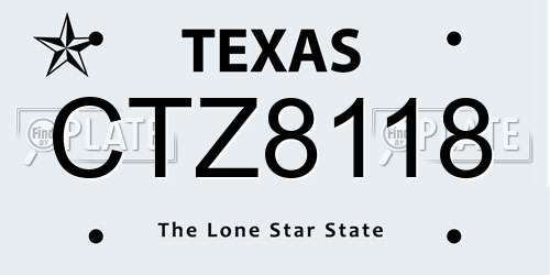 CTZ8118 Texas License Plate