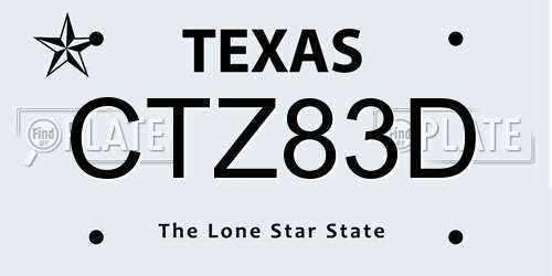 CTZ83D Texas License Plate