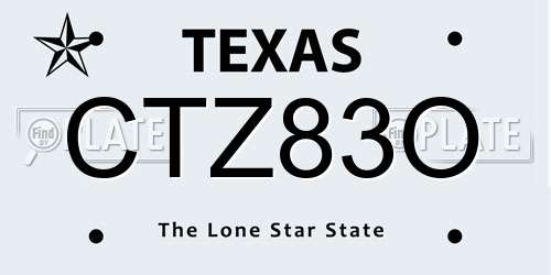 CTZ83O Texas License Plate