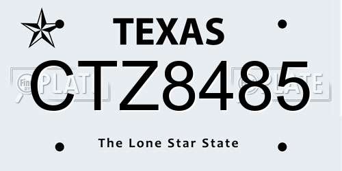 CTZ8485 Texas License Plate