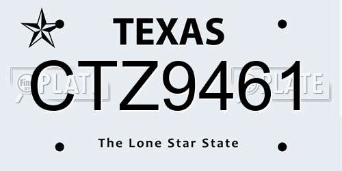 CTZ9461 Texas License Plate