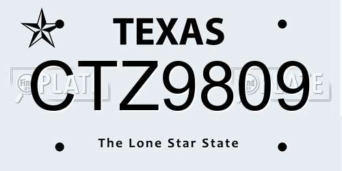 CTZ9809 Texas License Plate