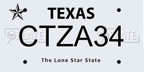 CTZA34 Texas License Plate