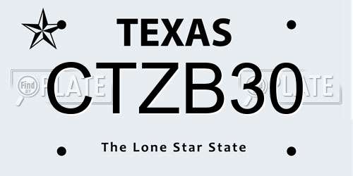 CTZB30 Texas License Plate