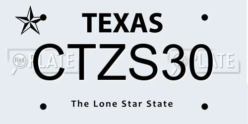 CTZS30 Texas License Plate
