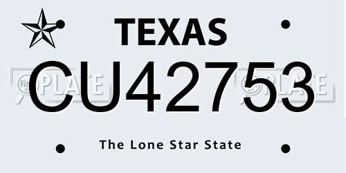 CU42753 Texas License Plate