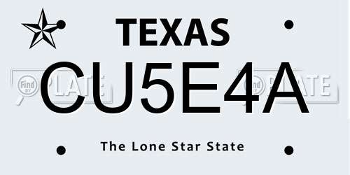 CU5E4A Texas License Plate