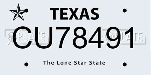 CU78491 Texas License Plate