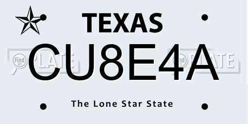 CU8E4A Texas License Plate