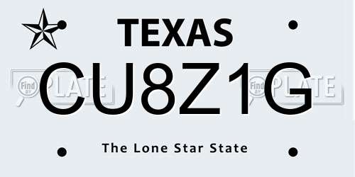 CU8Z1G Texas License Plate