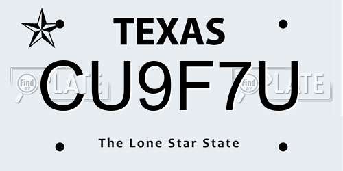 CU9F7U Texas License Plate