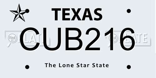 CUB216 Texas License Plate