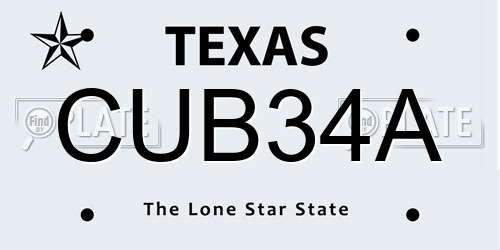 CUB34A Texas License Plate