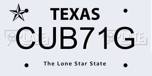 CUB71G Texas License Plate