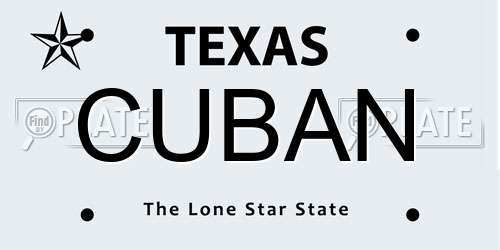 CUBAN Texas License Plate