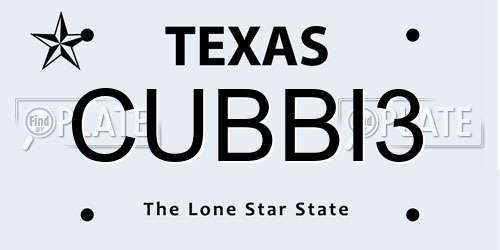 CUBBI3 Texas License Plate