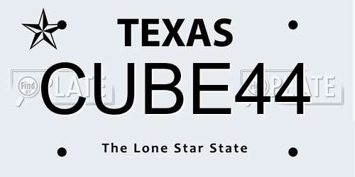 CUBE44 Texas License Plate