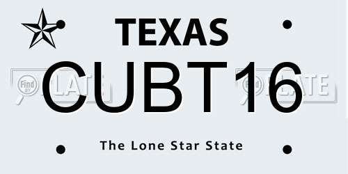 CUBT16 Texas License Plate