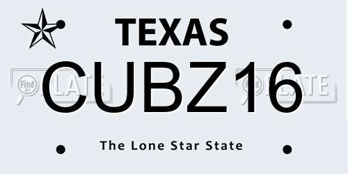 CUBZ16 Texas License Plate