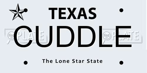 CUDDLE Texas License Plate