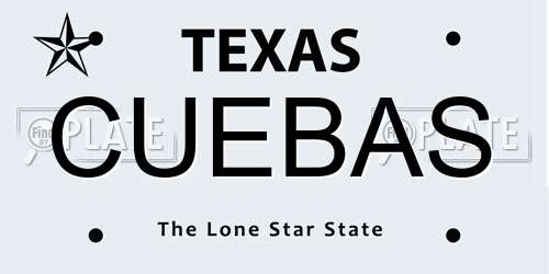 CUEBAS Texas License Plate