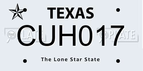CUH017 Texas License Plate