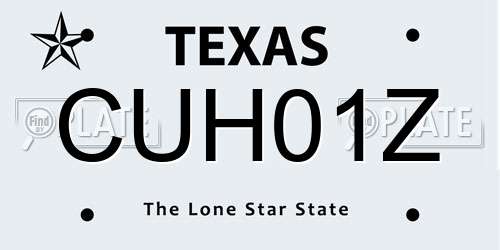 CUH01Z Texas License Plate