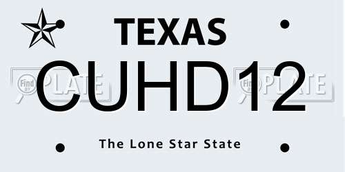 CUHD12 Texas License Plate
