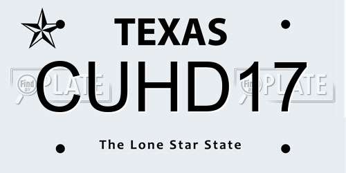 CUHD17 Texas License Plate