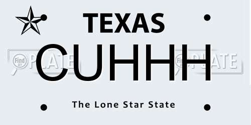 CUHHH Texas License Plate