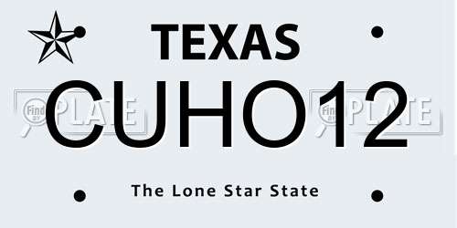 CUHO12 Texas License Plate