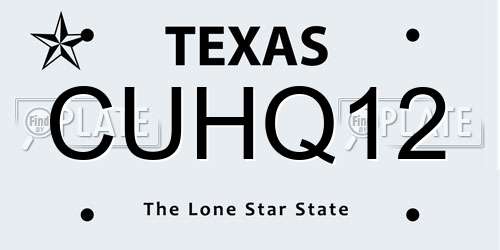 CUHQ12 Texas License Plate