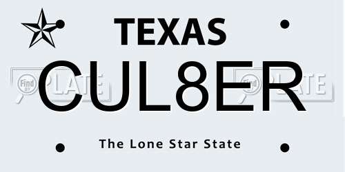 CUL8ER Texas License Plate