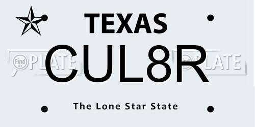 CUL8R Texas License Plate