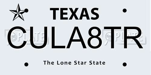 CULA8TR Texas License Plate