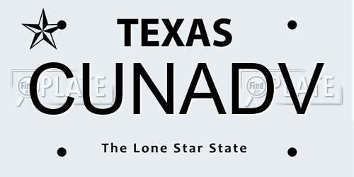 CUNADV Texas License Plate