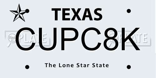 CUPC8K Texas License Plate