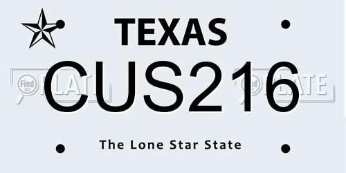 CUS216 Texas License Plate
