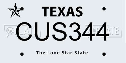 CUS344 Texas License Plate