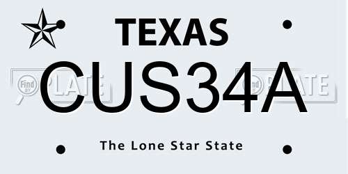 CUS34A Texas License Plate
