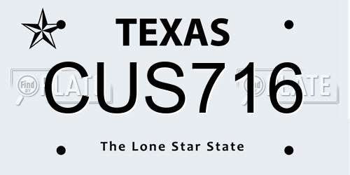 CUS716 Texas License Plate