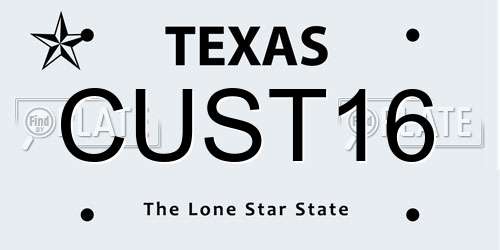 CUST16 Texas License Plate