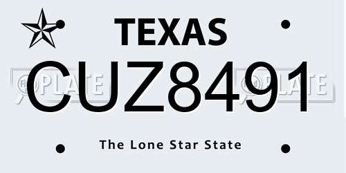 CUZ8491 Texas License Plate