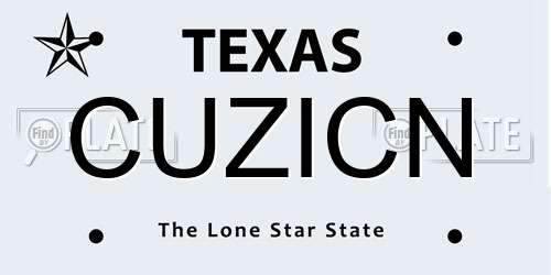 CUZICN Texas License Plate