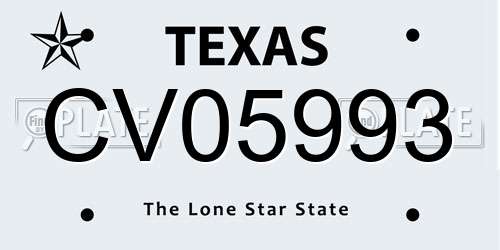 CV05993 Texas License Plate