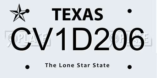 CV1D206 Texas License Plate
