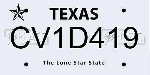 CV1D419 Texas License Plate